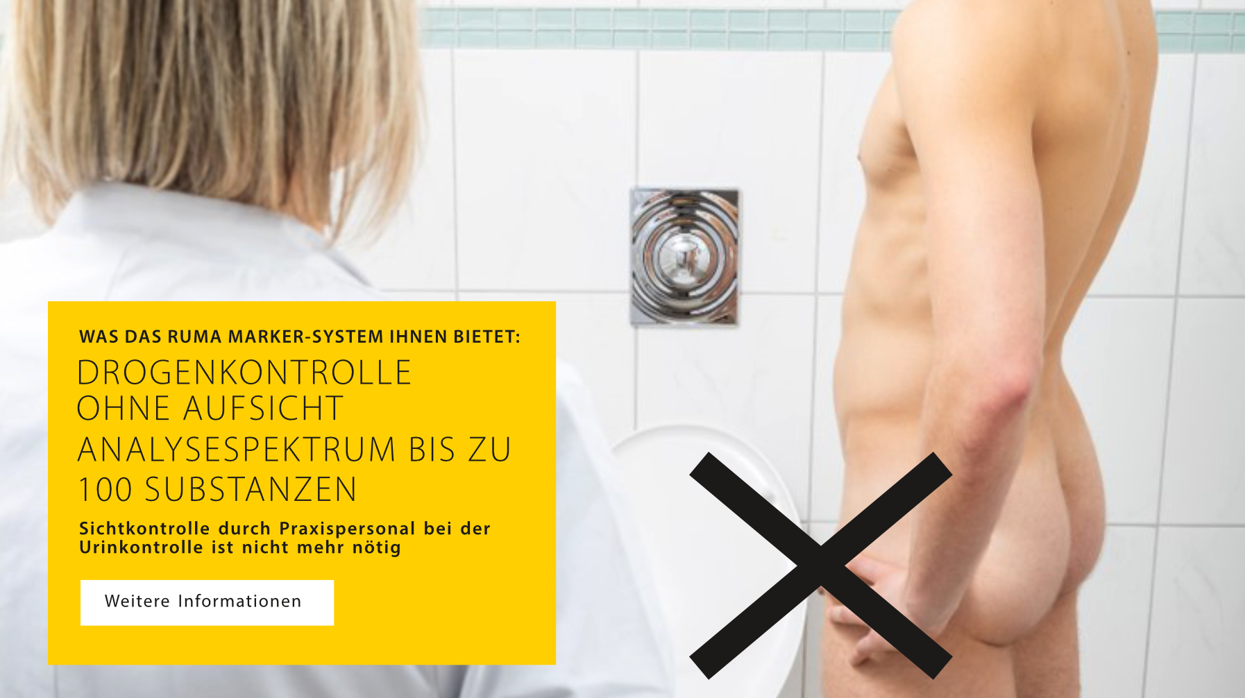 Drogenkontrolle ohne AUfsicht, ein Analysesprektrum bis zu 100 Substanzen. Sichtkontrolle durch das Praxispersonal bei der Urinkontrolle nicht mehr nötig.